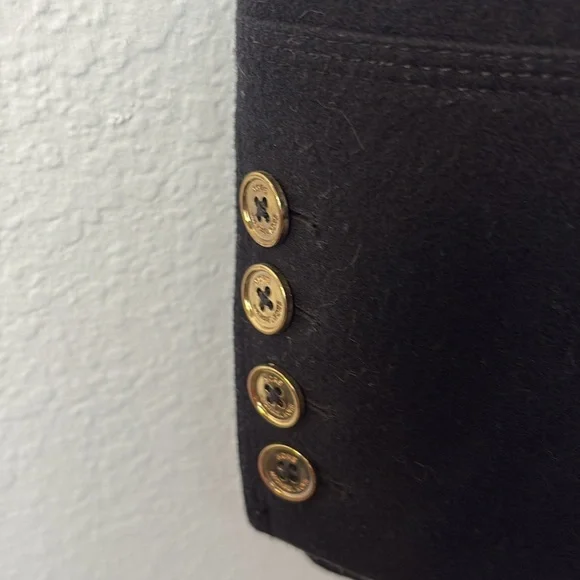 MICHAEL Michael Kors Black Pea Coat with Gold Buttons - Picture 4 of 5